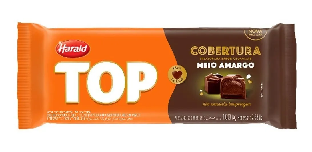 COBERTURA CHOCOLATE BARRA HARALD TOP 1,010KG MEIO AMARGO